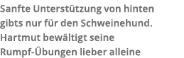 Sanfte Unterst tzung von hinten gibts nur f r den Schweinehund  Hartmut bew ltigt seine Rumpf- bungen lieber alleine