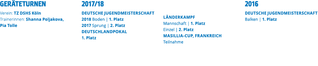 ger teturnen Verein  TZ DSHS K ln Trainerinnen  Shanna Poljakova  Pia Tolle  2017 18 Deutsche JUGENDmeisterschaft 201   